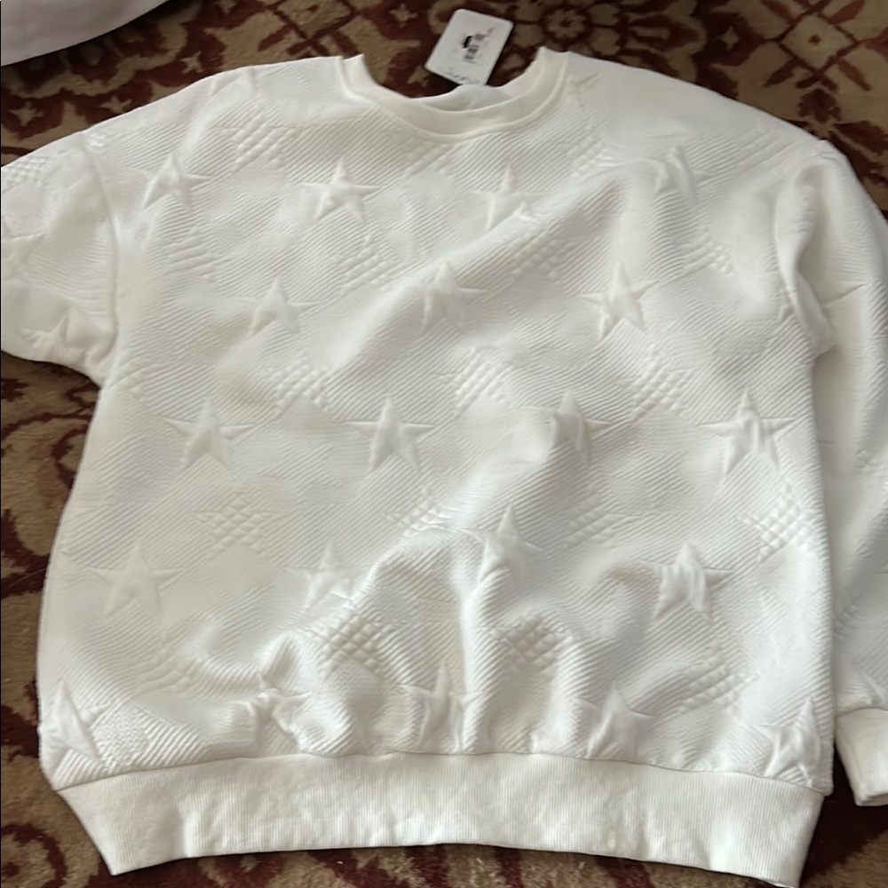 White Textured Sweatshirt